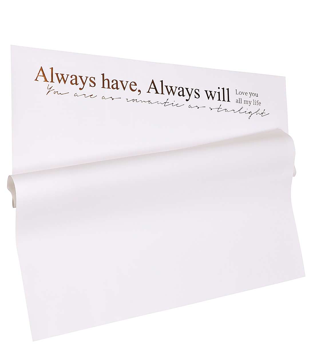Изображение Плівка у листах для квітів біла «Always have...» рожеве золото 15 шт.