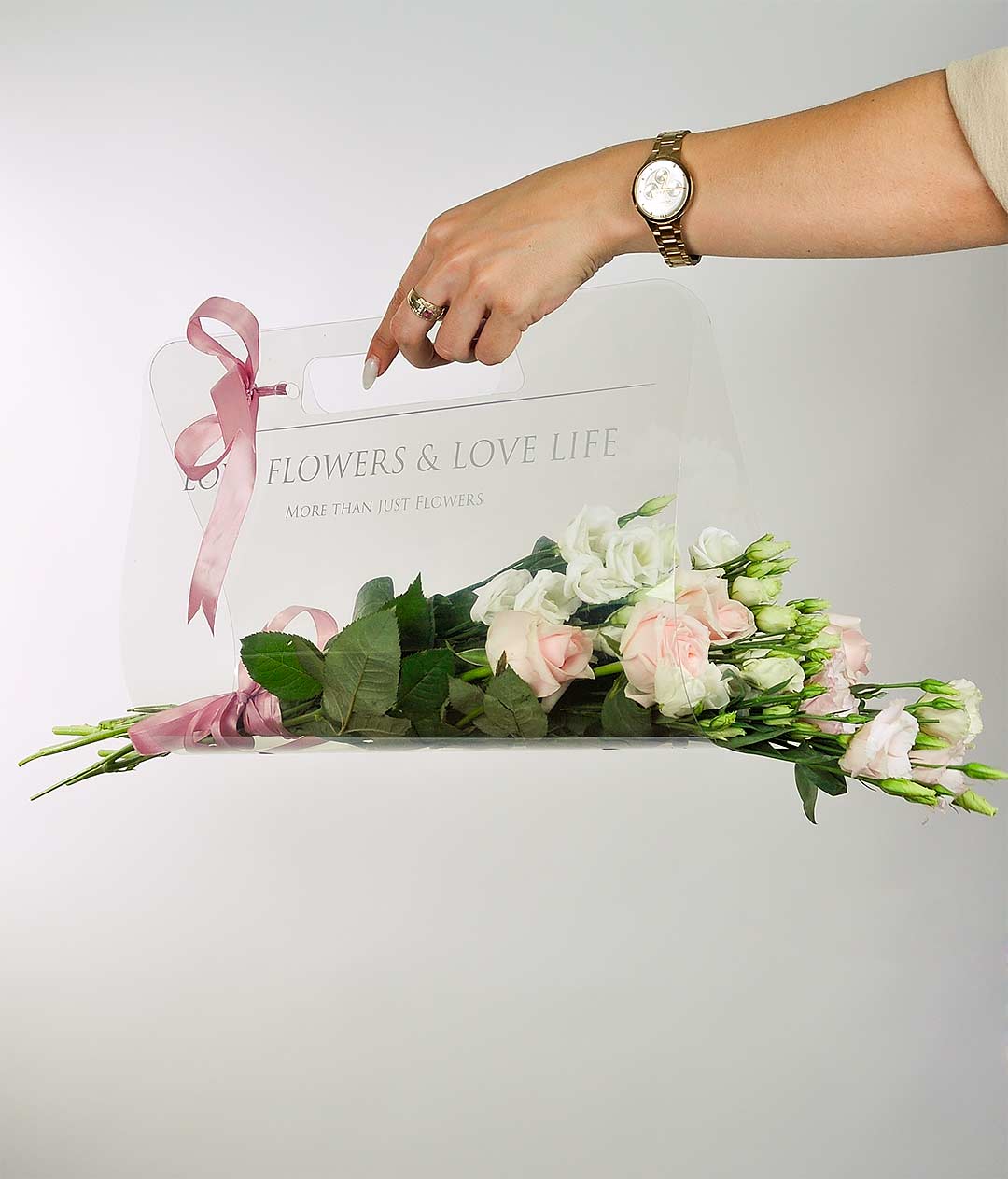 Изображение Прозрачная сумка для цветов Love Flowers серебро