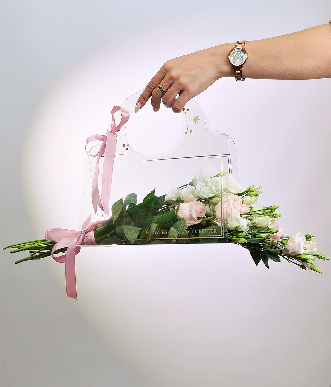 Изображение Прозрачная сумка для цветов FLOWERS CAN SAY IT BETTER золото