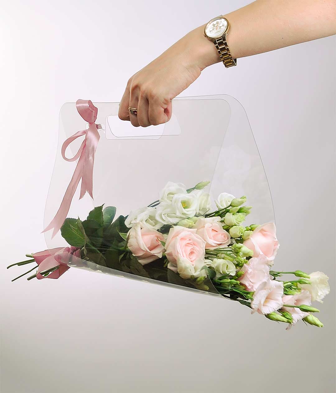 Изображение Прозрачная сумка для цветов прямоугольная без надписи