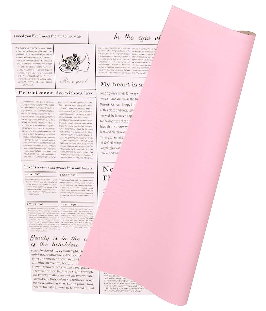 Изображение Пленка в листьях для цветов розовая “Newslet” 20 шт.