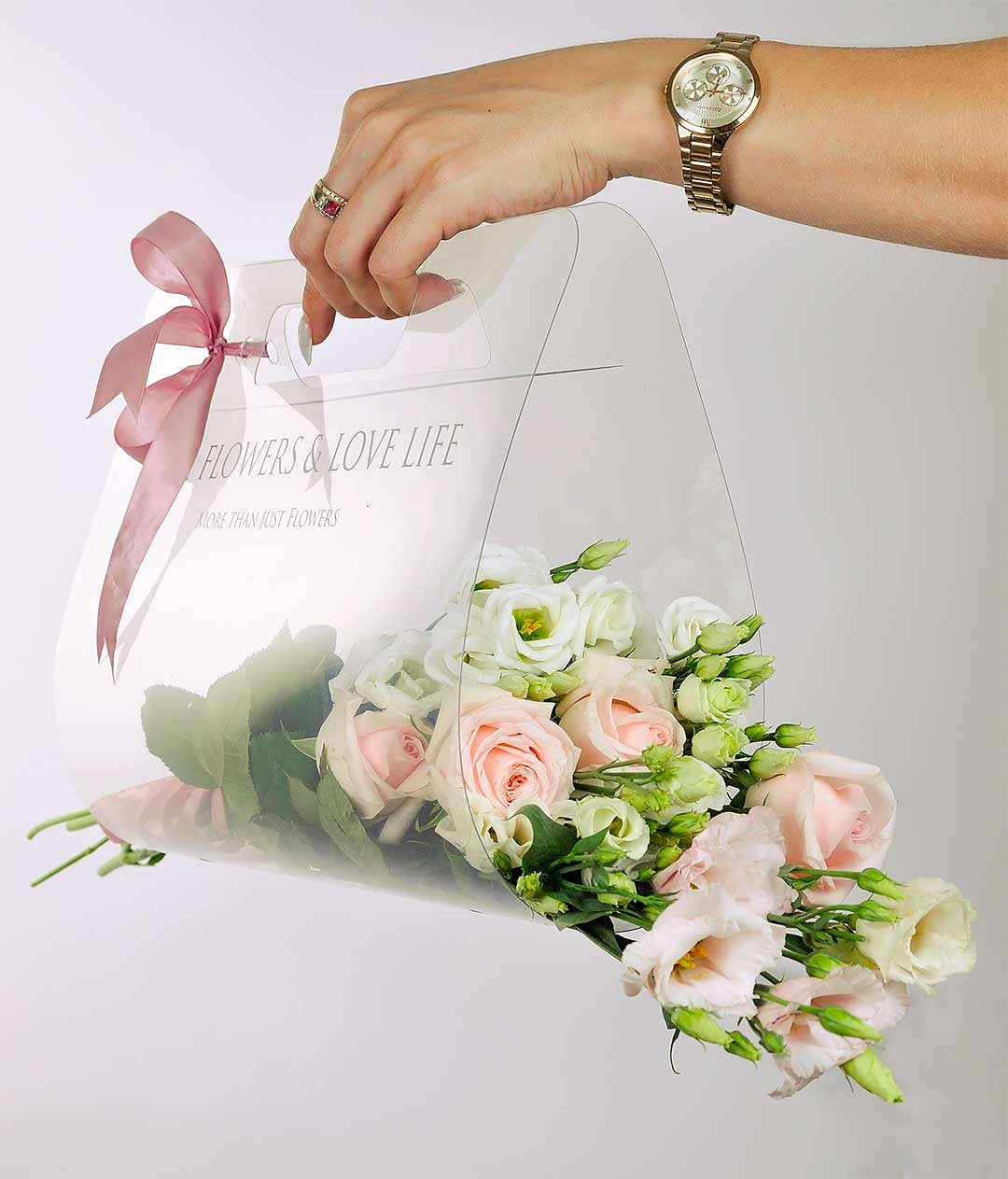 Изображение Прозрачная сумка для цветов Love Flowers серебро