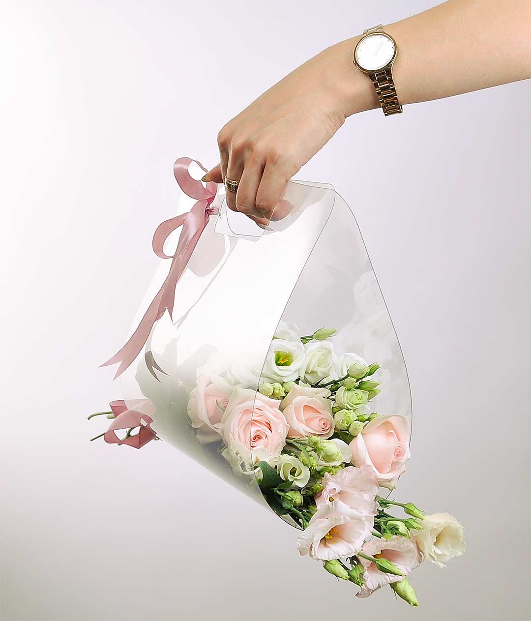 Изображение Прозрачная сумка для цветов прямоугольная без надписи