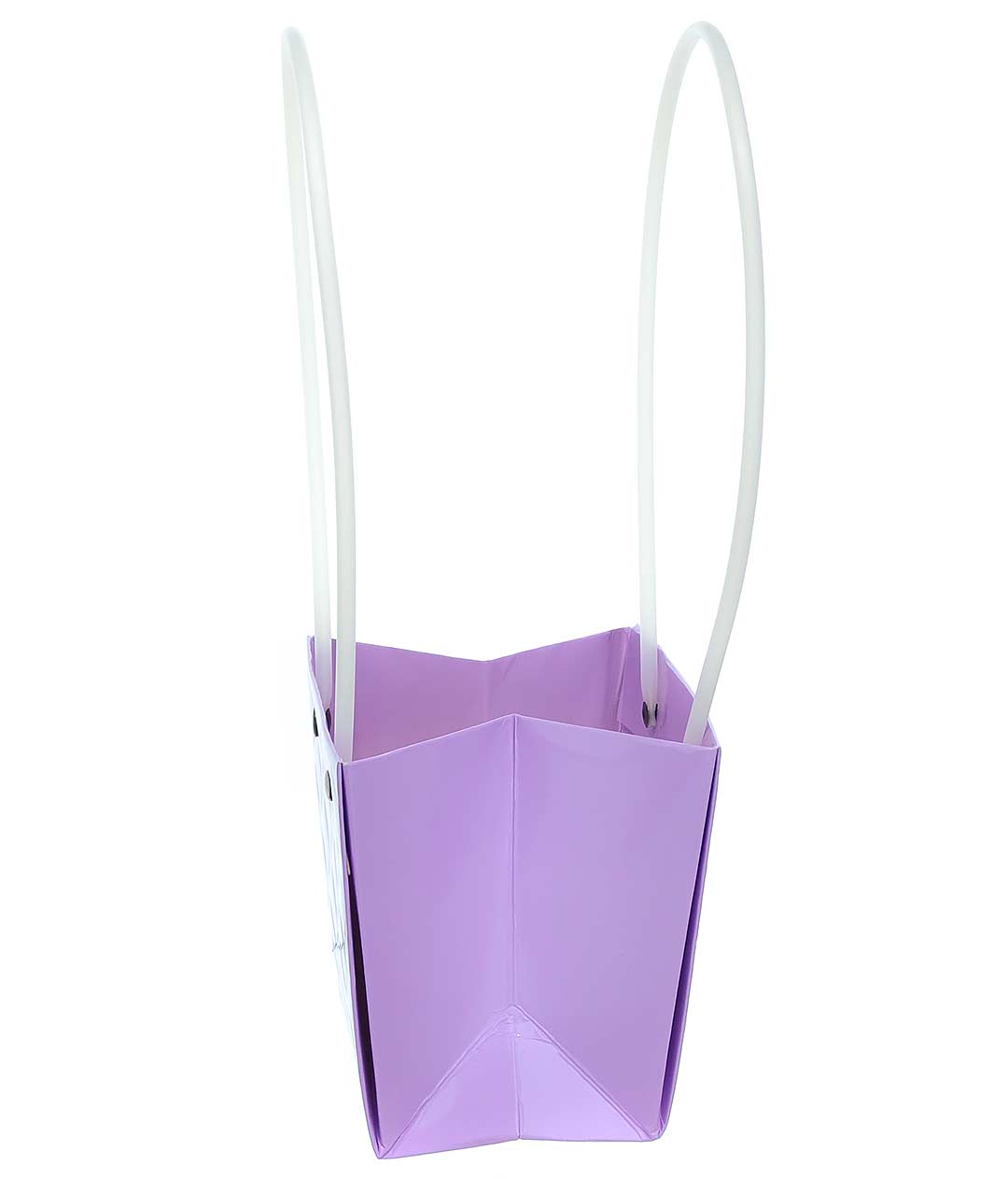 Изображение Сумка для цветов текстурная Сирень ручки пластик