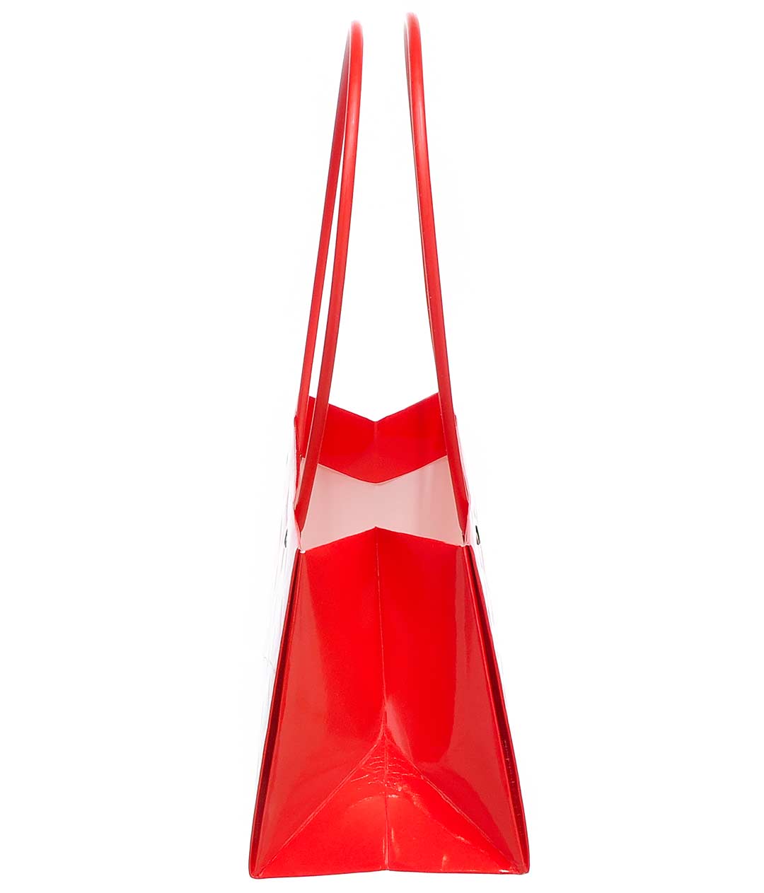 Изображение Сумка для цветов прямоугольная текстурная Красная ручки пластик