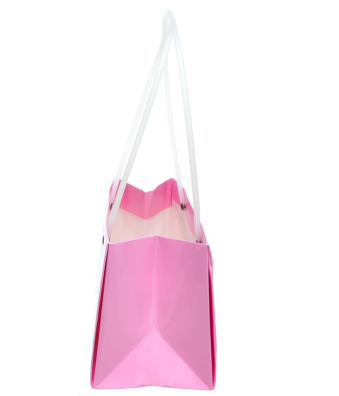 Изображение Сумка для цветов прямоугольная текстурная Сирень Розовая ручки пластик