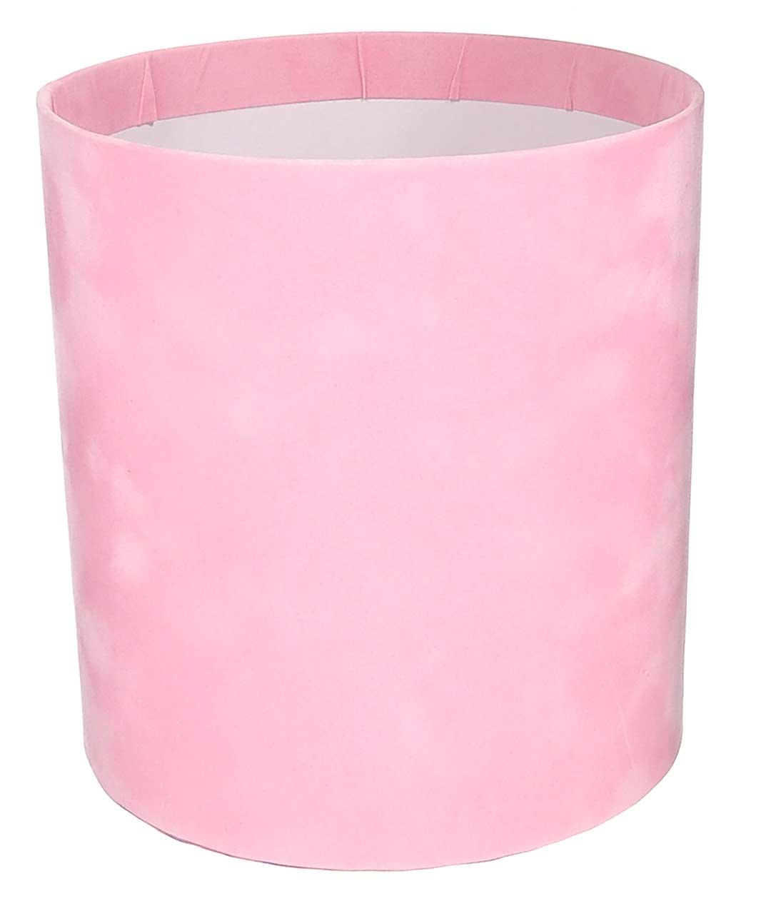 Изображение Коробка для цветов бархатная круглая розовая из картона 145/160