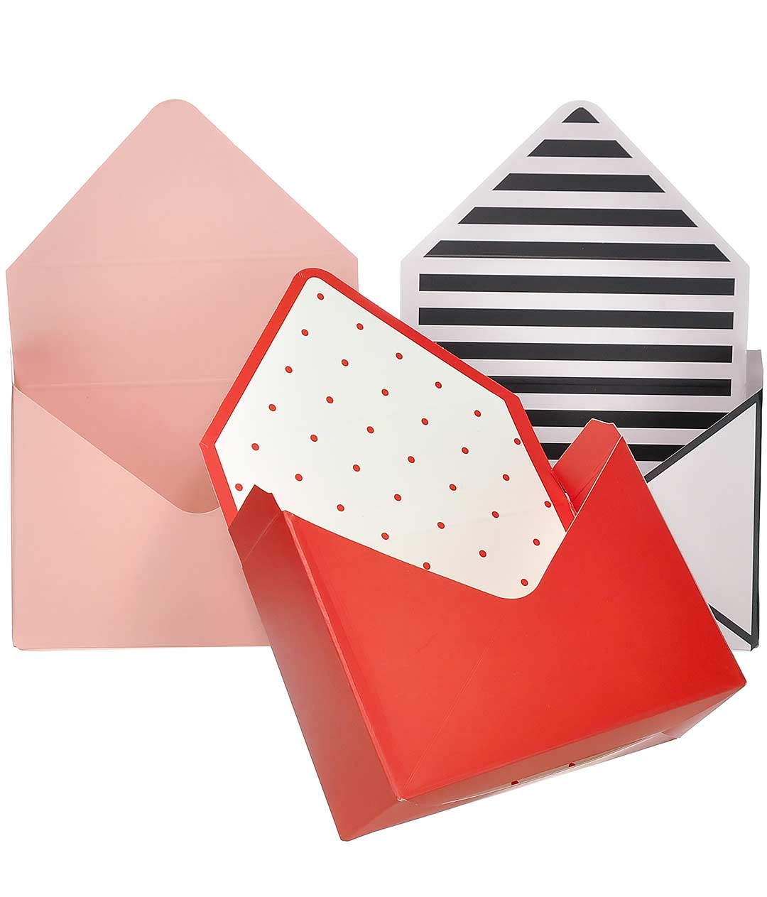 Изображение Коробка-конверт червоно-біла в горошок