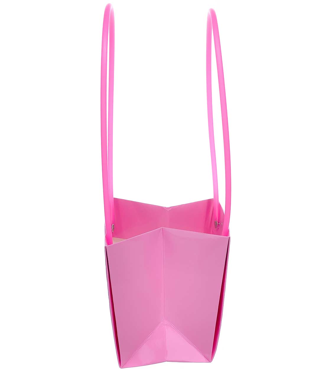 Изображение Сумка для цветов текстурная Сирень Розовая ручки пластик