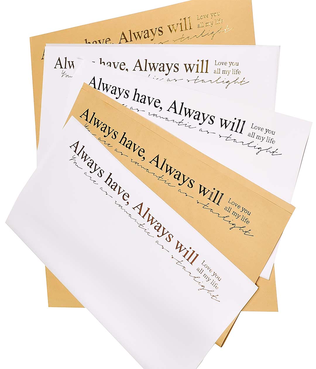 Изображение Пленка в листах для цветов коричневая крафт «Always have...» черные слова 20 шт.