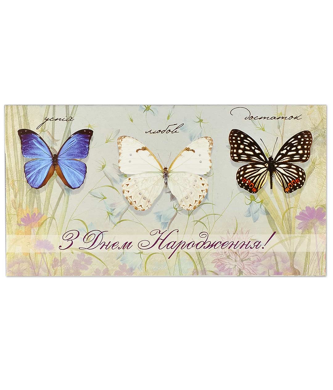 Изображение Конверт для денег Саквояж SK-20-11 «З Днем Народження! Метелики»