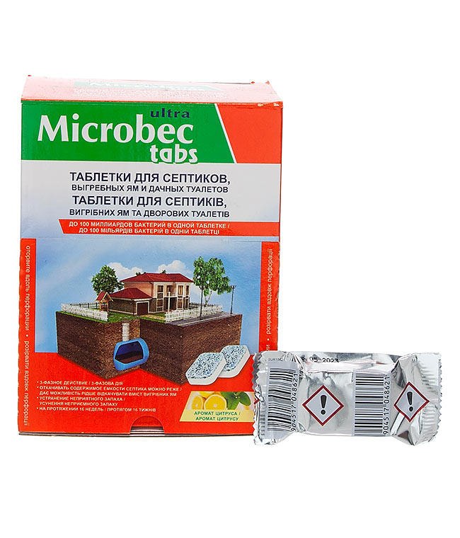 Изображение Биопрепарат Bros Microbec Ultra таблетки для септиков, выгребных ям и дачных туалетов