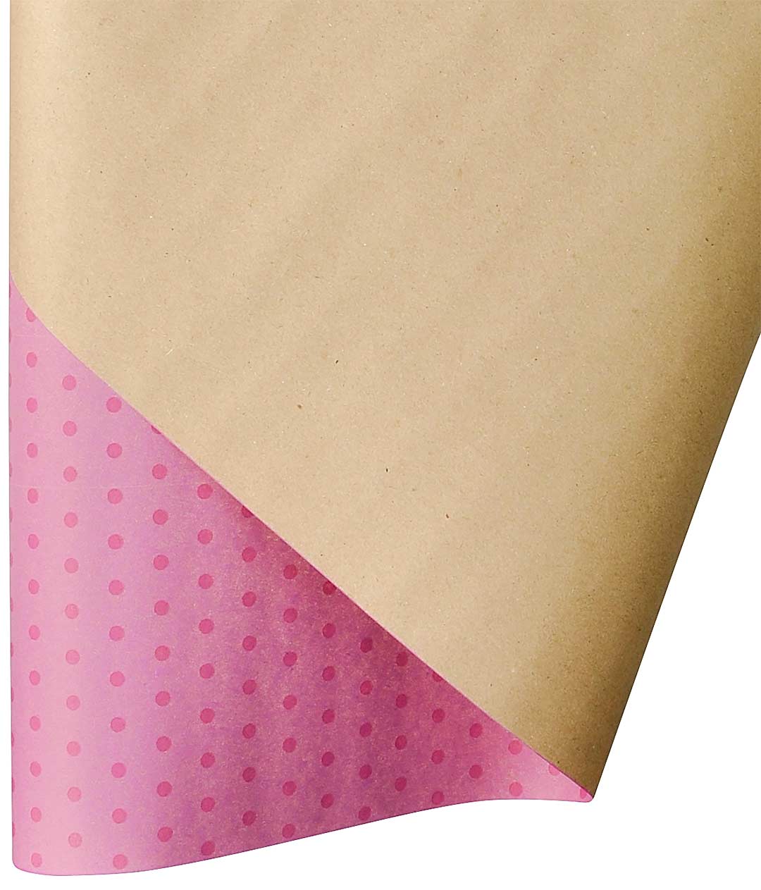 Изображение Бумага для упаковки цветов и подарков светло-розовая Горох мелкий малиновый DEKO 