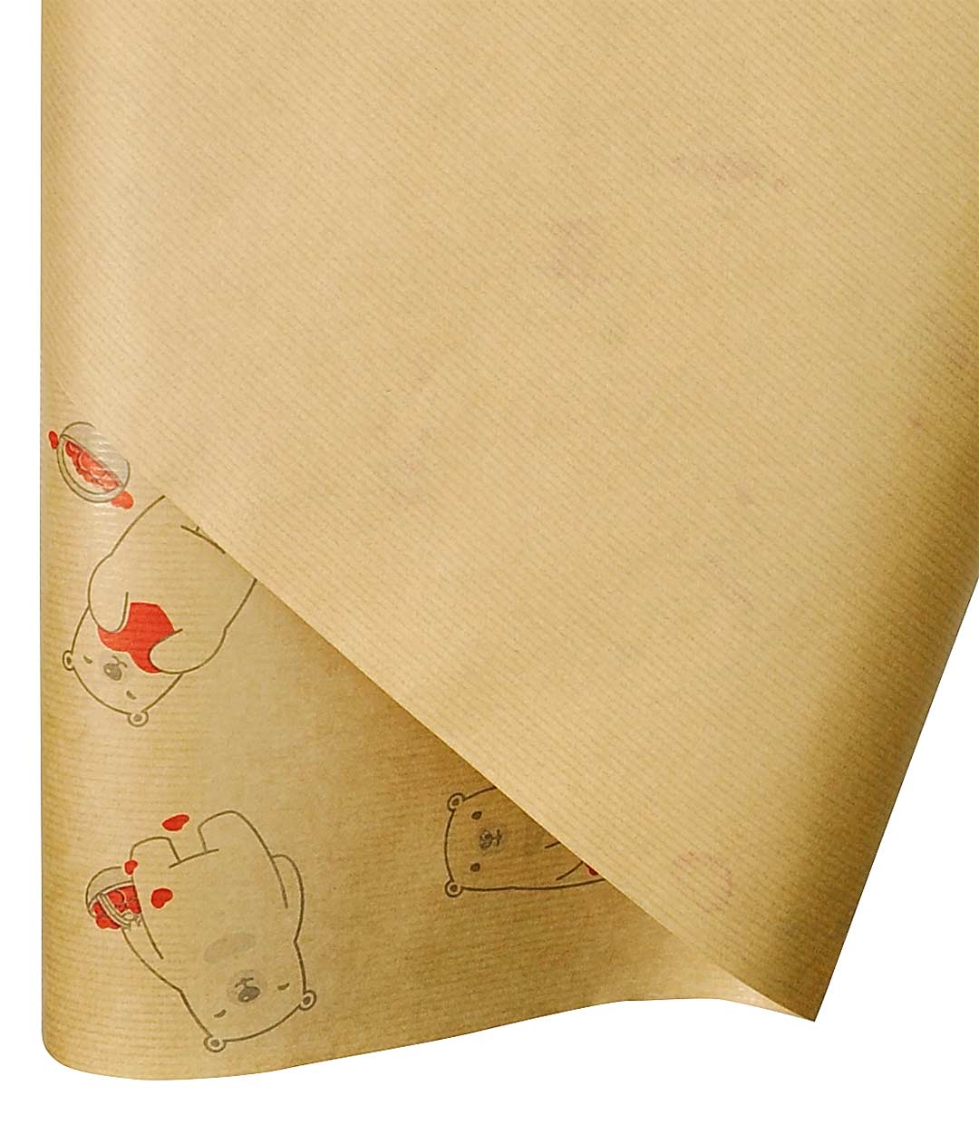 Изображение Бумага для упаковки цветов и подарков крафтовая Медведь с сердцами