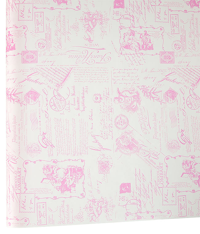 Изображение Бумага для упаковки цветов и подарков белая Открытка розовая