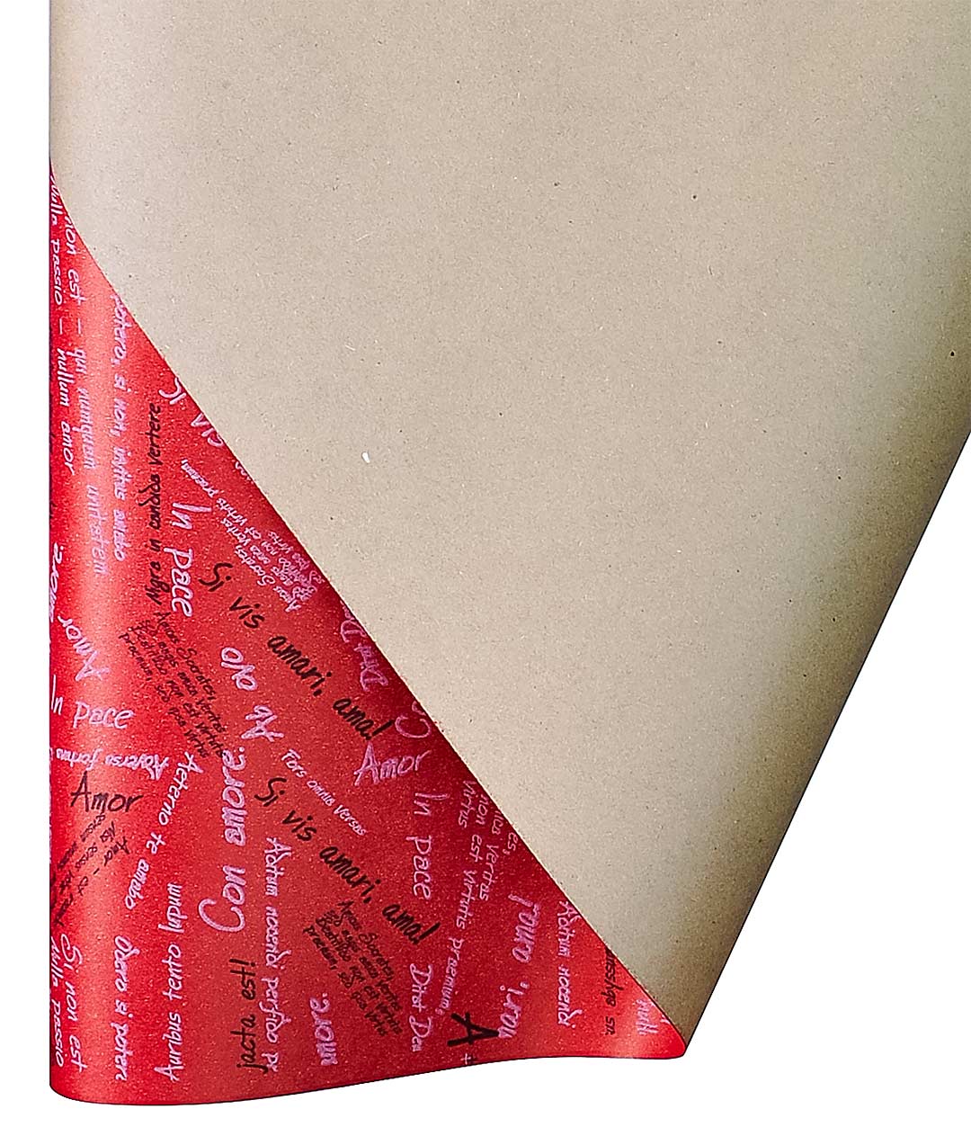 Изображение Бумага для упаковки цветов и подарков красная Шрифты черный и белый DEKO