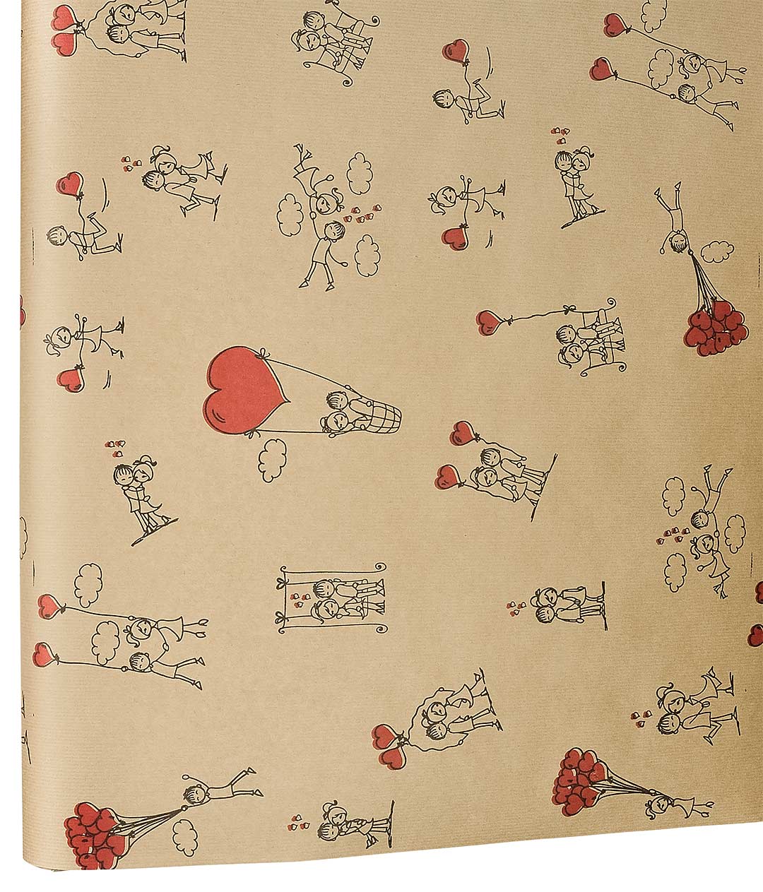 Изображение Бумага флористическая Любовь крафт красно-черный рисунок