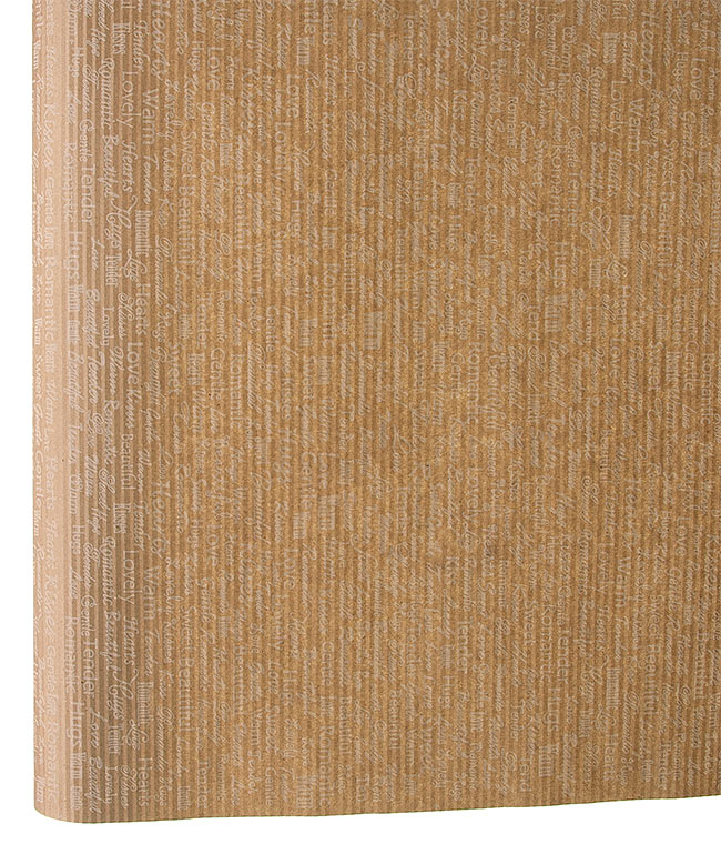 Изображение Бумага крафт для упаковки цветов и подарков коричневая белые слова