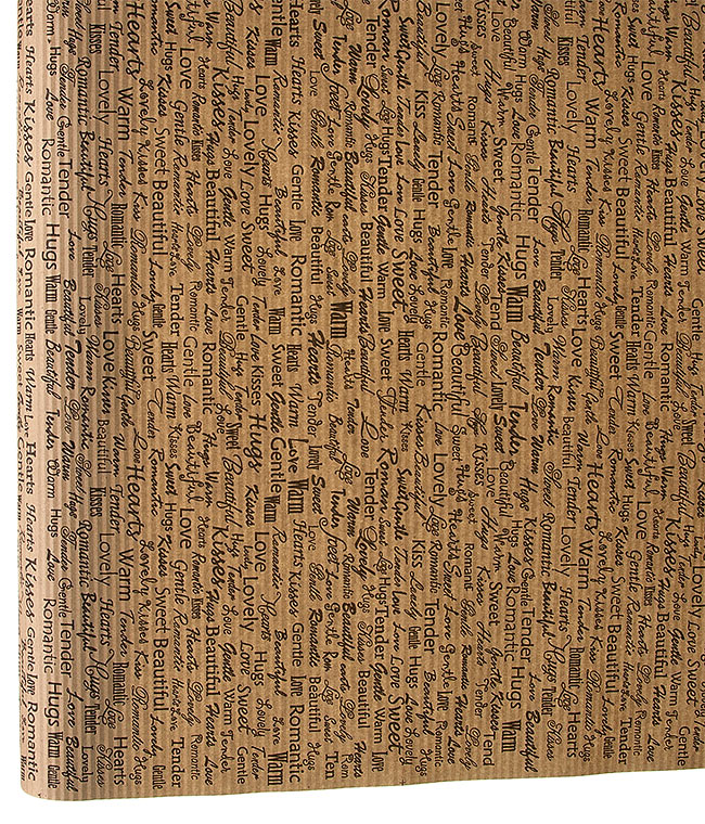 Изображение Бумага крафт для упаковки цветов и подарков коричневая черные слова