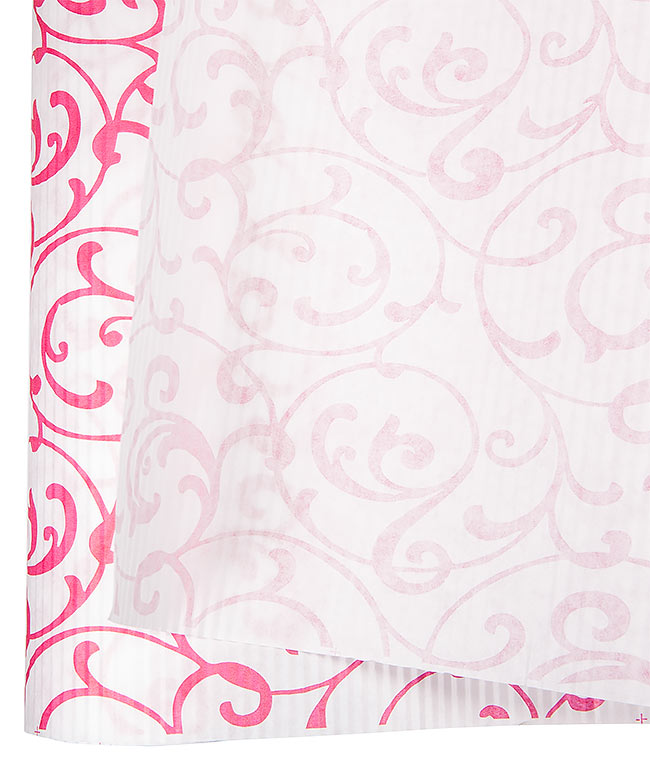 Изображение Бумага крафт белая с узором розовым №34