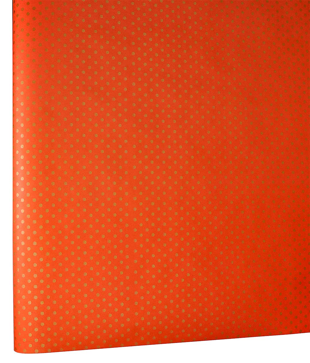 Изображение Бумага для упаковки цветов и подарков ярко-оранжевая Горох мелкий золотой Multic