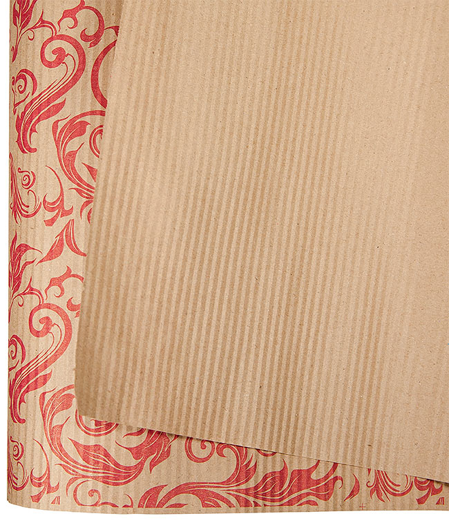 Изображение Бумага крафт коричневая с красным узором №4
