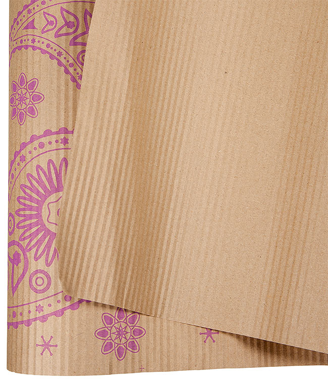 Изображение Бумага крафт коричневая с сиреневым рисунком №21