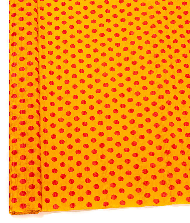 Изображение Креп бумага оранжевая с рисунком красный горох