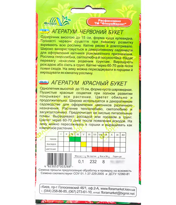 Семена цветов Агератум Красный Букет