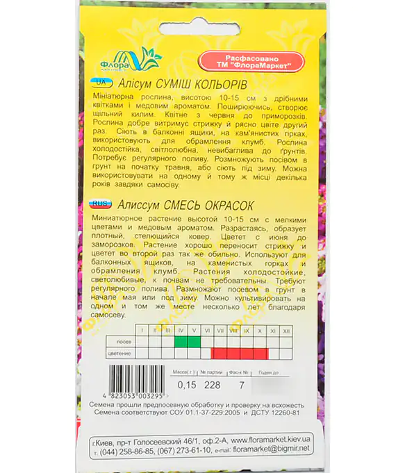 Семена цветов Алиссум ассортимент