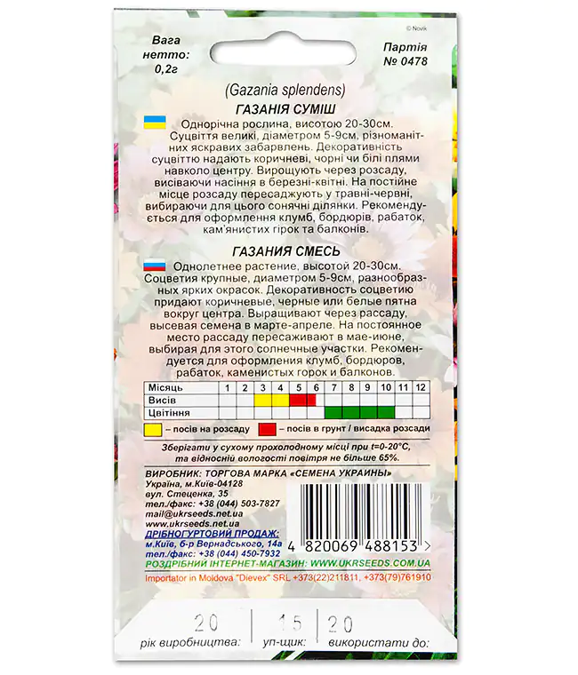Семена цветов Газания