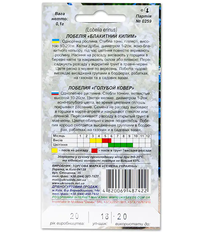 Семена цветов Лобелия Голубой Ковер