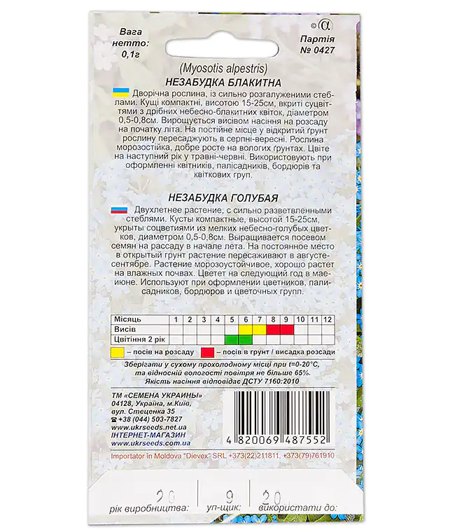 Семена цветов Незабудка Голубая