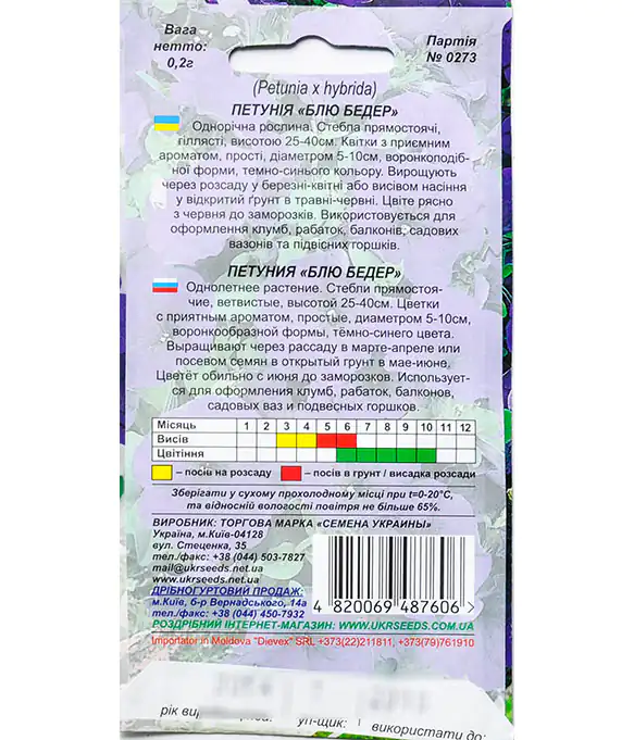 Семена цветов Петуния Блю Бедер