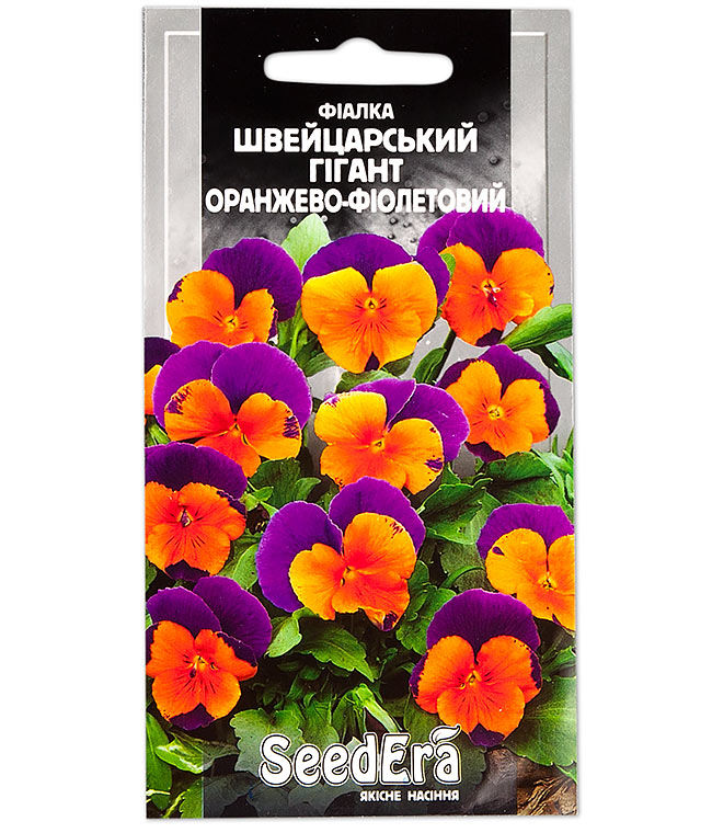 Изображение Семена цветов Виола Швейцарский гигант оранжево-фиолетовая