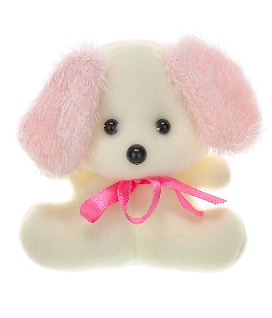Изображение М'яка іграшка для букетів Міні Собачка біла з рожевими вушками 10см
