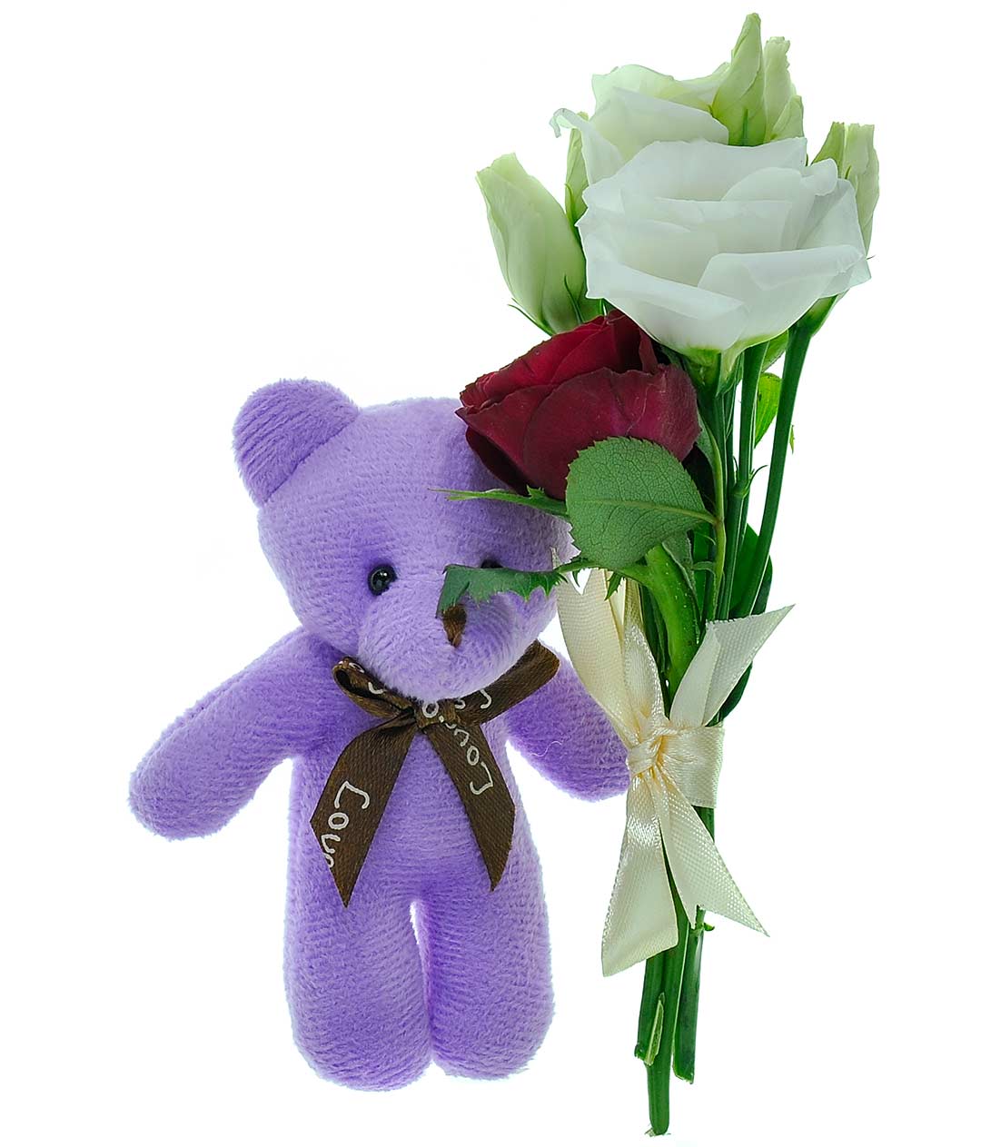 Изображение Игрушка для букетов мишка фиолетовый 12см