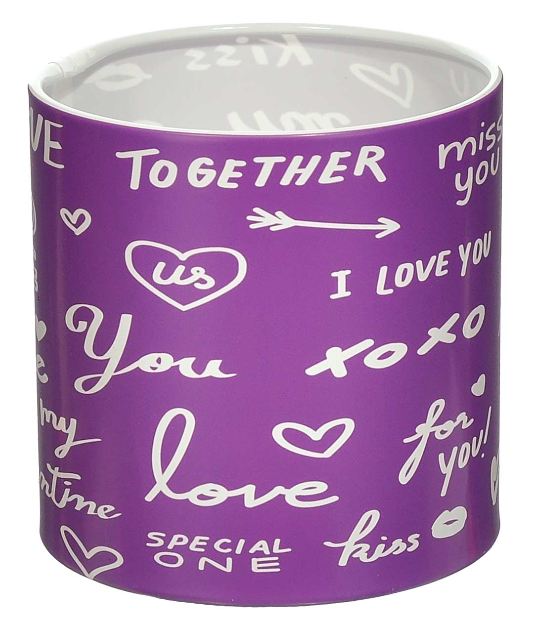 Изображение Коробка для квітів пластикова I LOVE YOU фіолетова 100/100