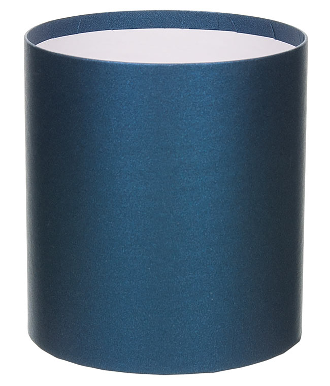 Изображение Коробка круглая для цветов т. синий перламутр из бумаги 145/160 без крышки