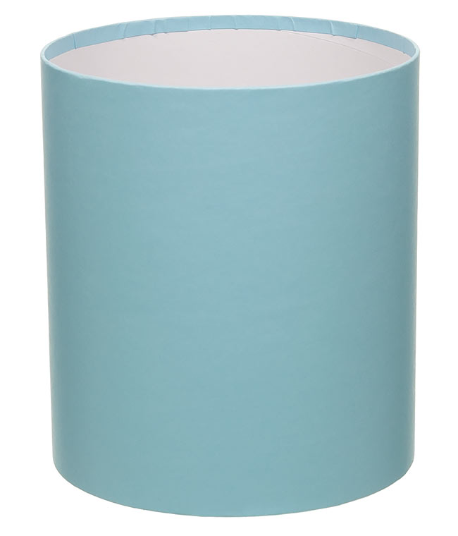 Изображение Коробка круглая для цветов голубая из бумаги 160/180 без крышки