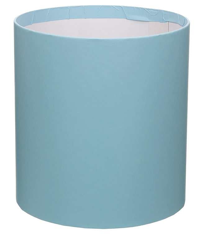 Изображение Коробка круглая для цветов голубая из бумаги 180/200 без крышки