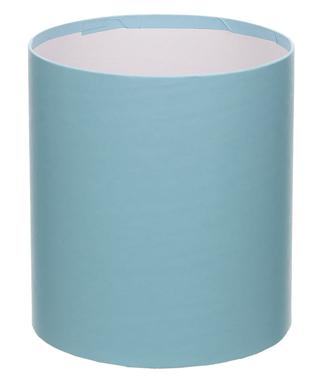 Изображение Коробка круглая для цветов голубая из бумаги 145/160 без крышки