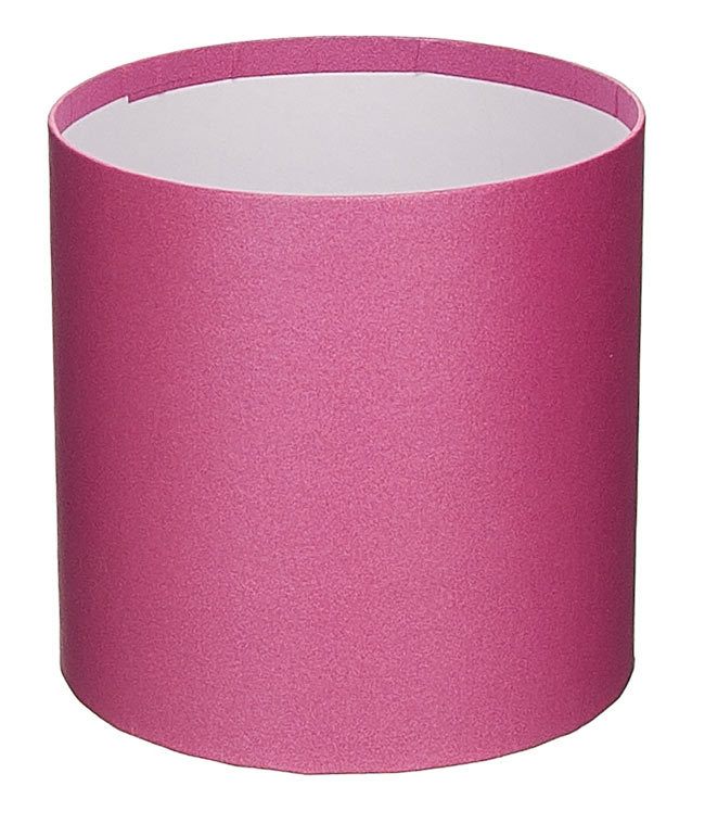 Изображение Коробка круглая для цветов малина перламутр из бумаги 100/100 без крышки