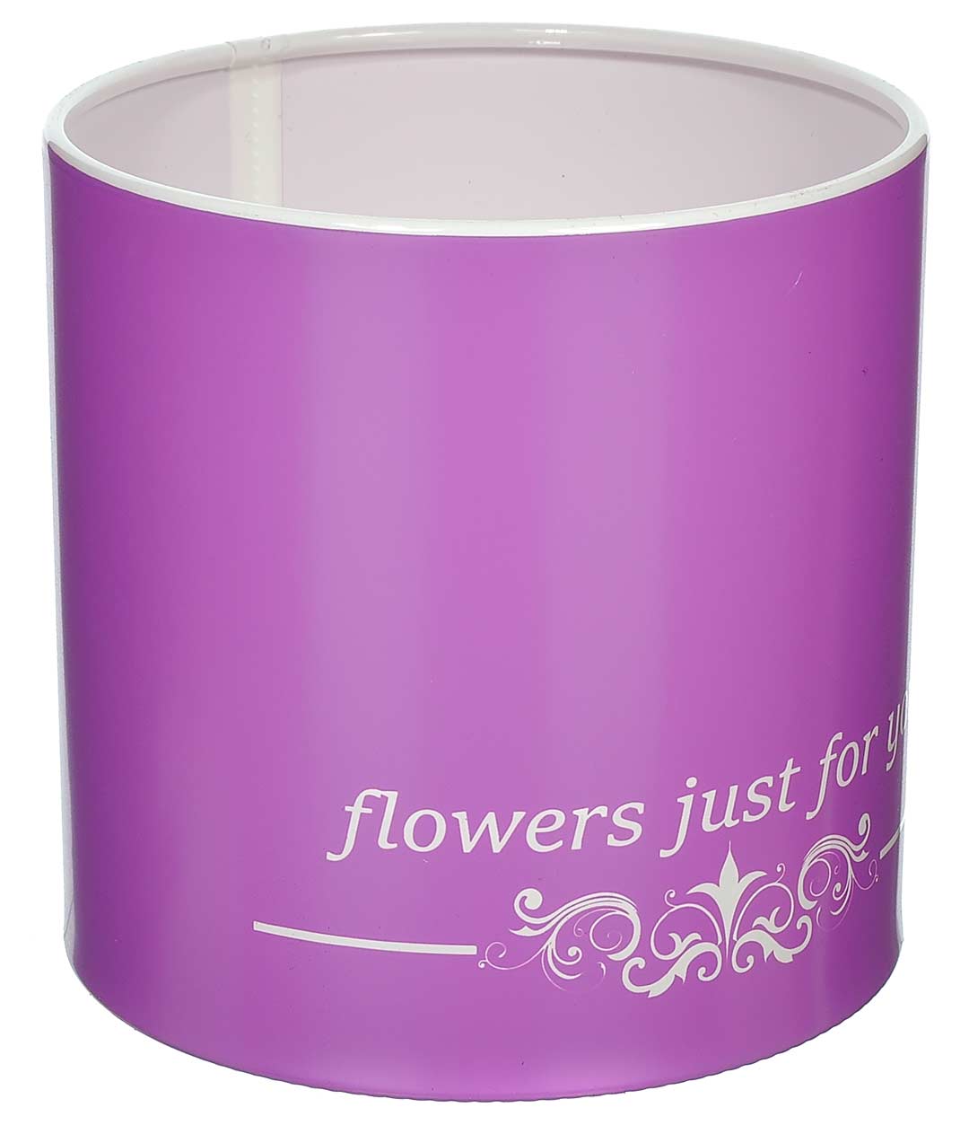 Изображение Коробка для цветов пластиковая Flowers just фиолетовая 140/140