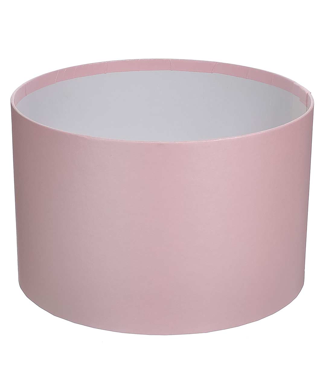 Изображение Коробка для квітів кругла світло-рожева перламутрова із паперу 220/140 