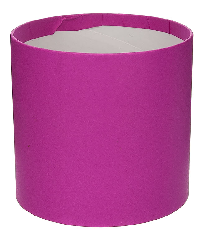 Изображение Коробка круглая для цветов малиновая из бумаги 100/100 без крышки