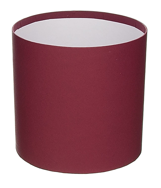 Изображение Коробка круглая для цветов марсаловая из бумаги 100/100 без крышки