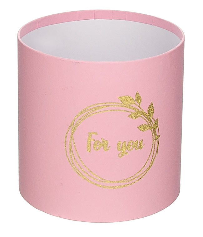 Изображение Коробка для квітів з паперу ніжно-рожева 100/100 For you