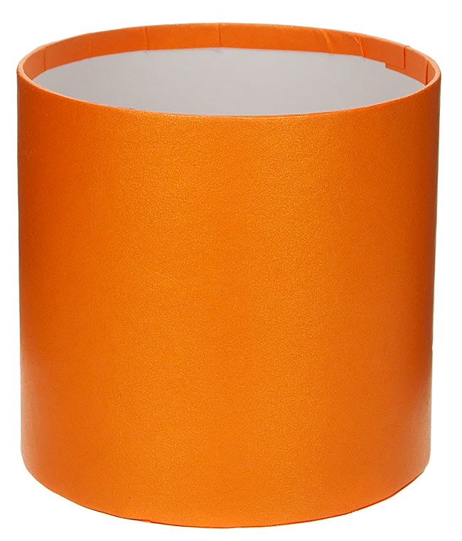 Изображение Коробка круглая для цветов оранжевая из бумаги 100/100 без крышки