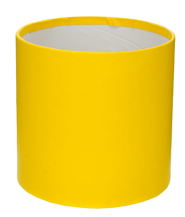 Изображение Коробка круглая для цветов желтая из бумаги 100/100 без крышки